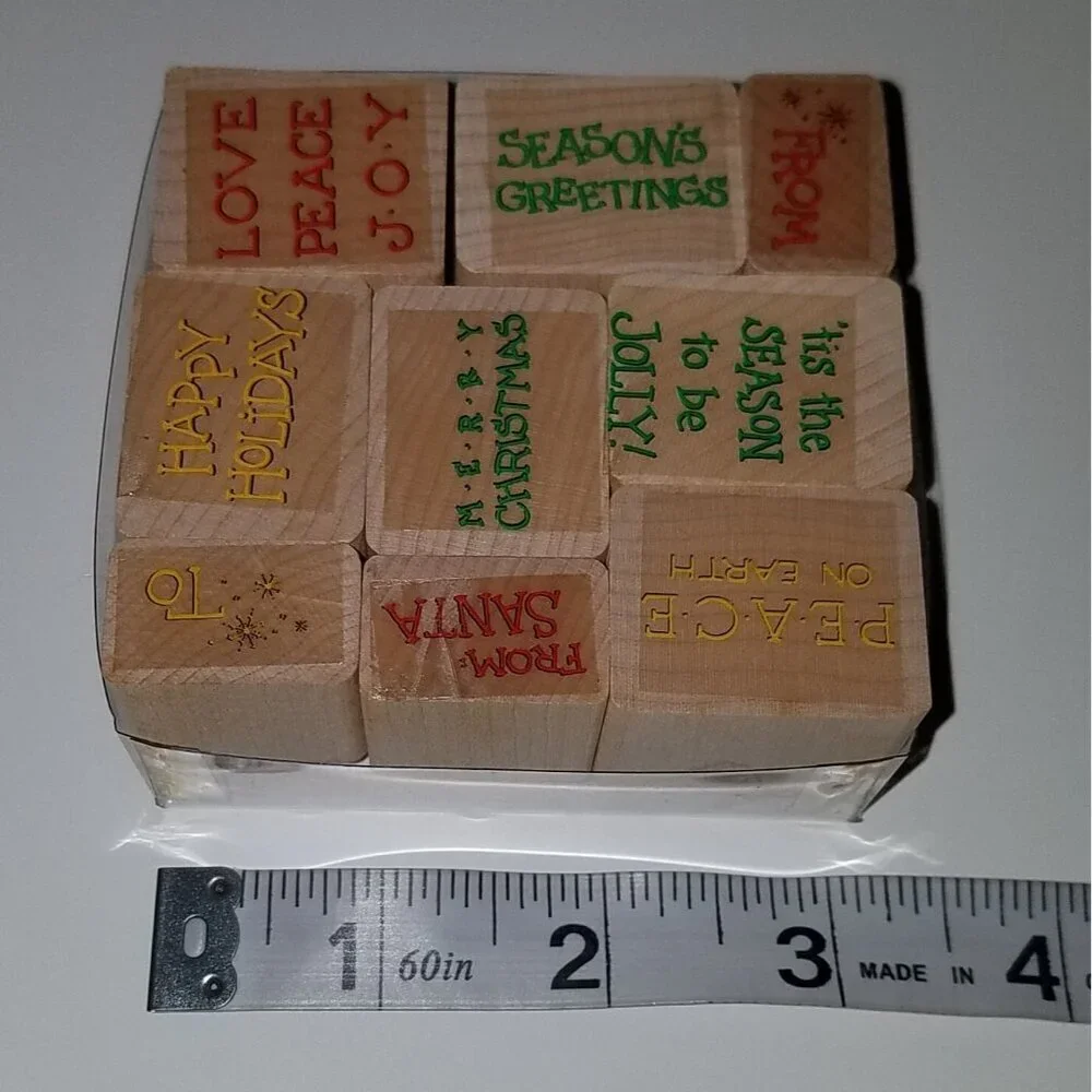 VTG Hero Arts Rubber Stamps Holiday Messages Season Santa Christmas